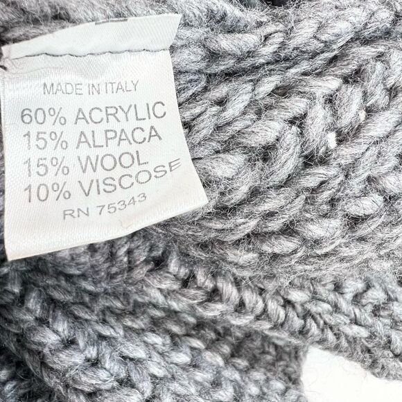 Elsamanda Alpaca Wool Cardigan Womens Small Gray Snap Button Waist Tie Knitted - Picture 6 of 10